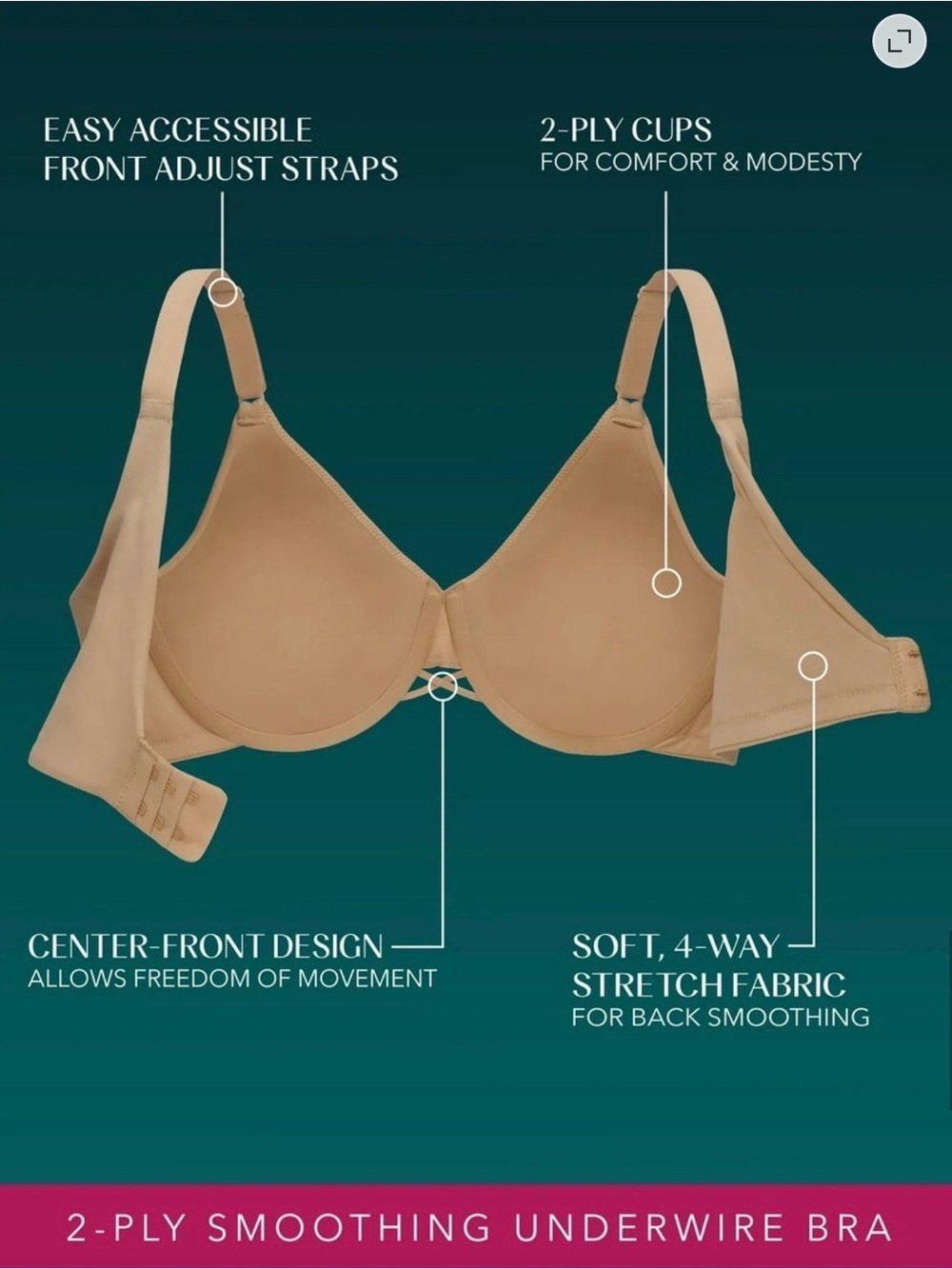 Vanity Fair Radiant 2-Ply Full Coverage Back Smoothing Underwire Bra 42D Black - Picture 13 of 15